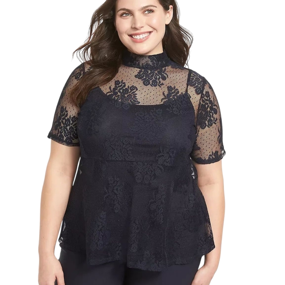 Lane Bryant Plus Size 18 20 Sheer Lace Top Whimsigoth Dark Coquette Fairy Grunge